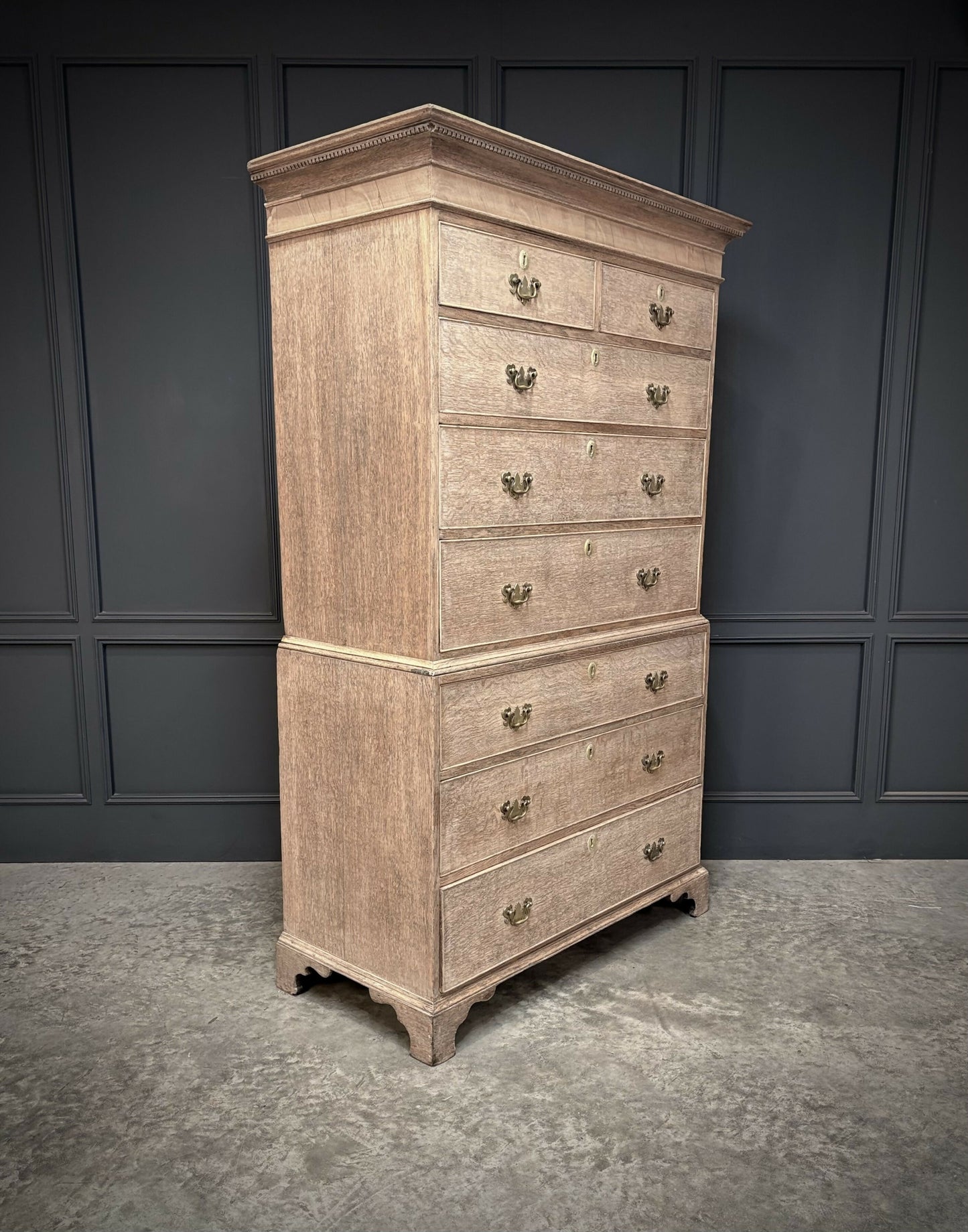 18th Century Bleached Oak Tallboy Chest On Chest