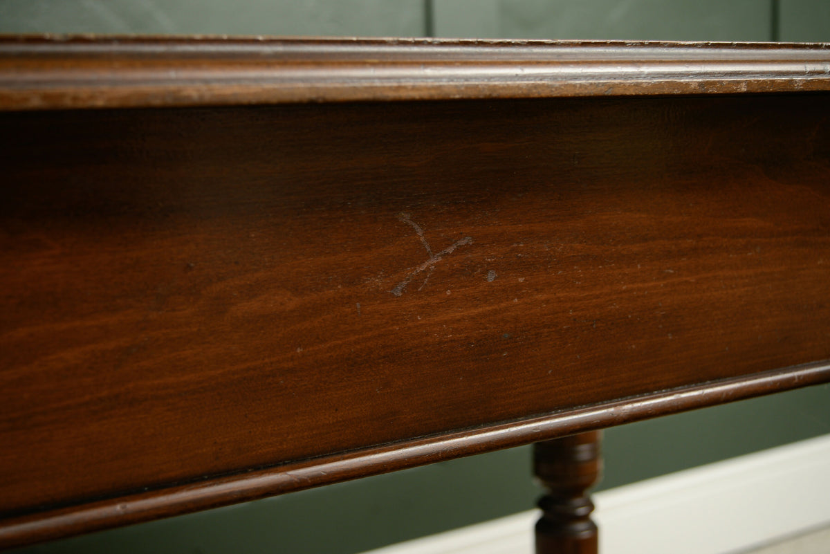 Victorian Mahogany Console Side Table with Leather Top & End Drawer