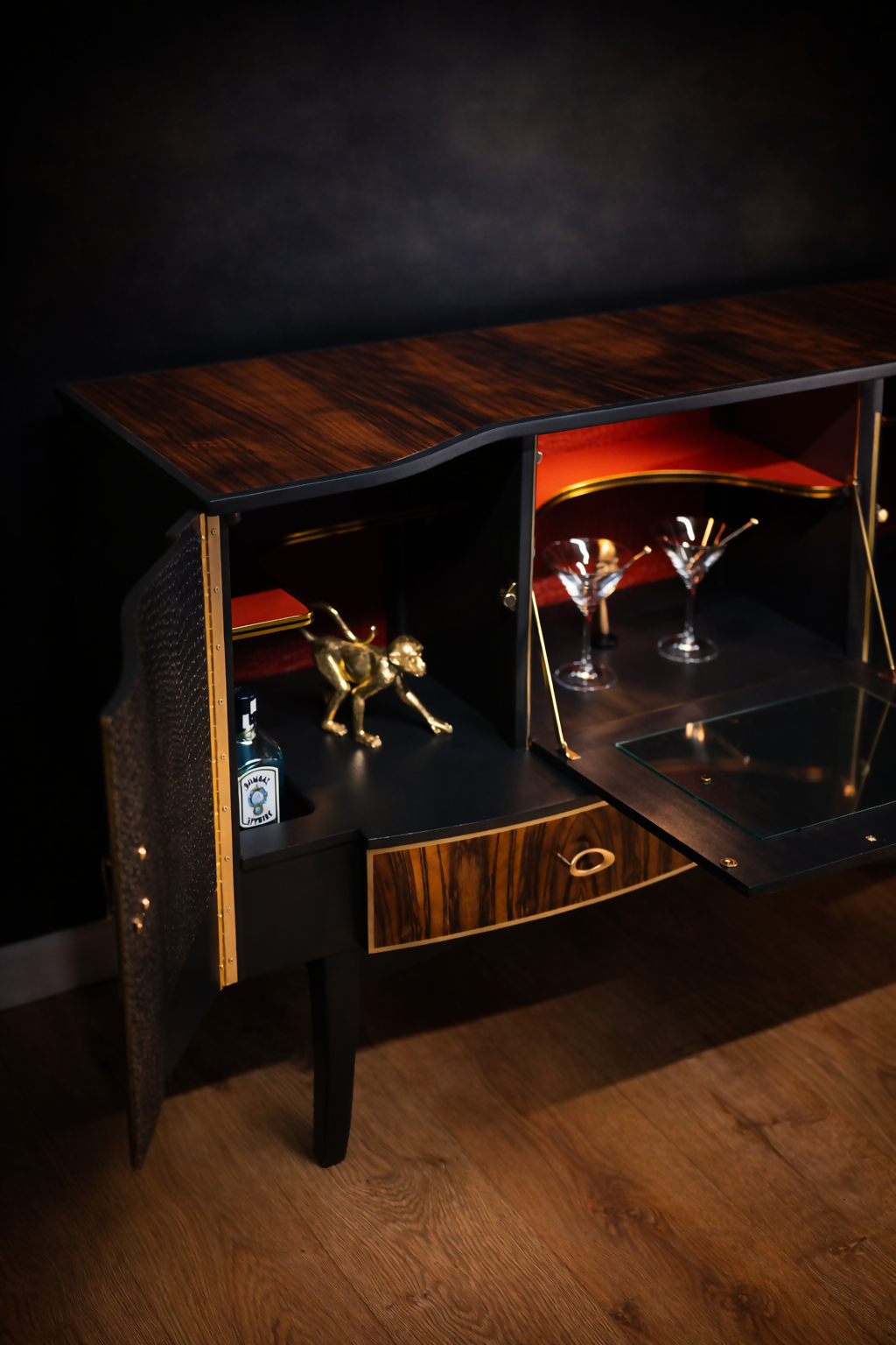 Crimson Crimson Cocktail Cabinet | Drinks Cabinet | Mid Century Bar Cabinet | Statement Home Bar