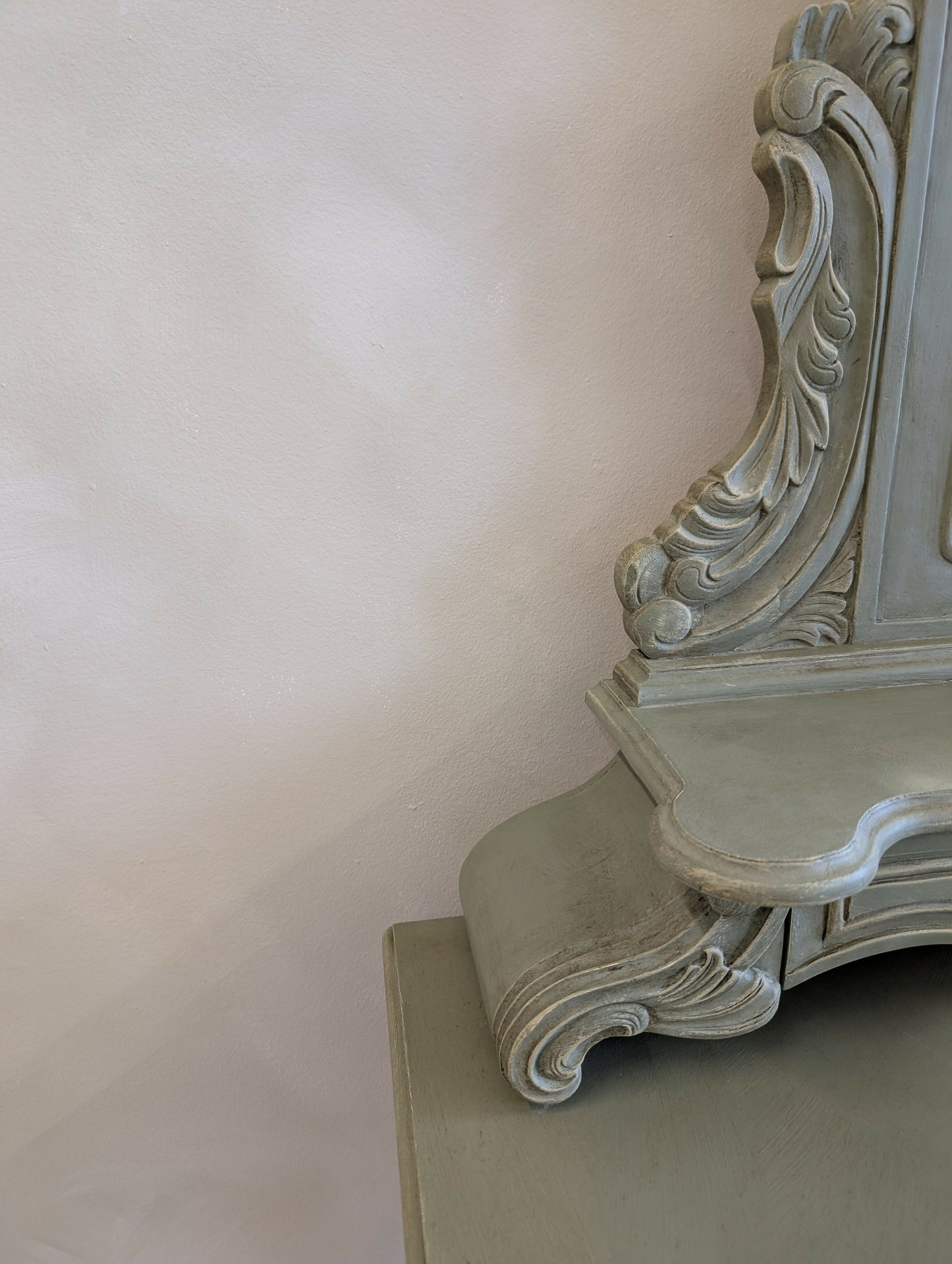 Vintage French Dressing Table & Mirror | Hand Painted Vanity | Ornate French Bedroom Furniture
