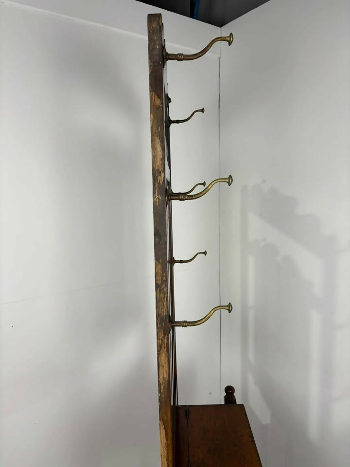 Vintage Oak Hall Coat Stand with Mirror & Storage