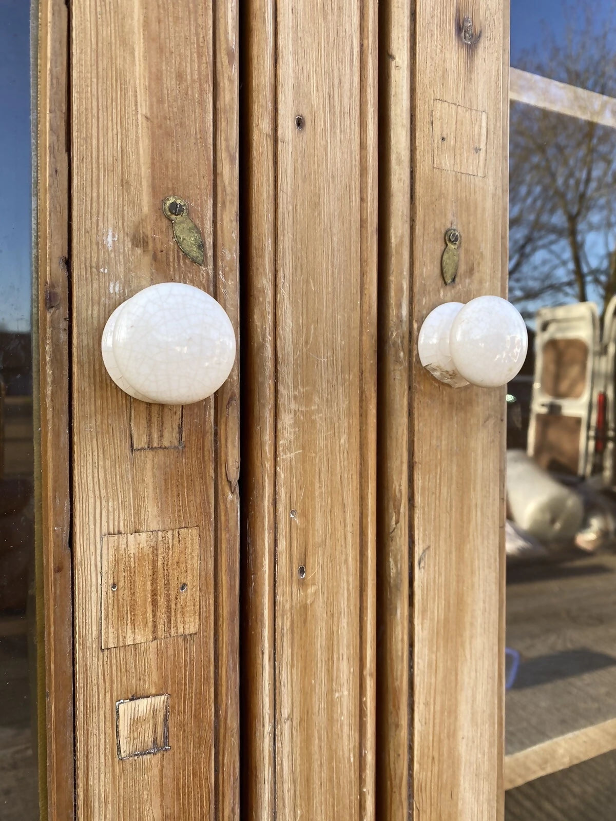Large Antique Victorian Pine Glazed Dresser Housekeepers Cupboard