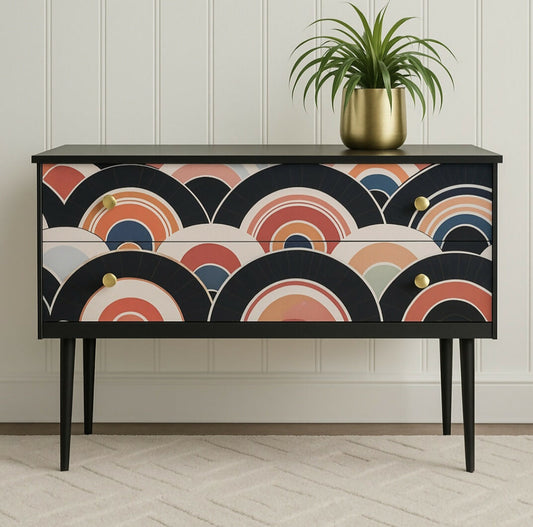 SOLD - Hand Painted Vintage Mid-Century 2-Drawer Chest
