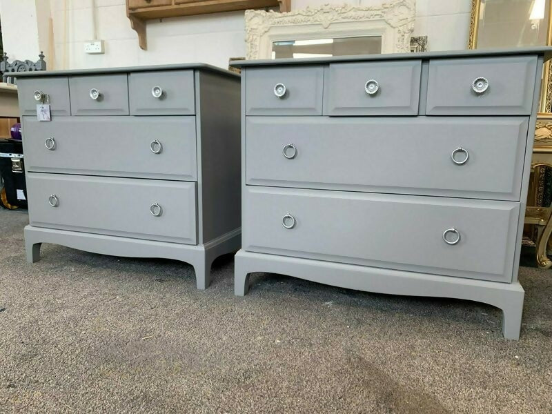 Pair Of Grey Painted Stag Minstrel Drawers