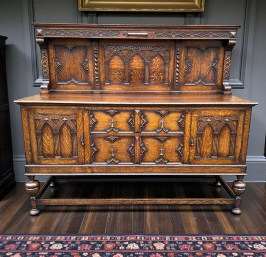 Carved Oak Jacobean Style Sideboard