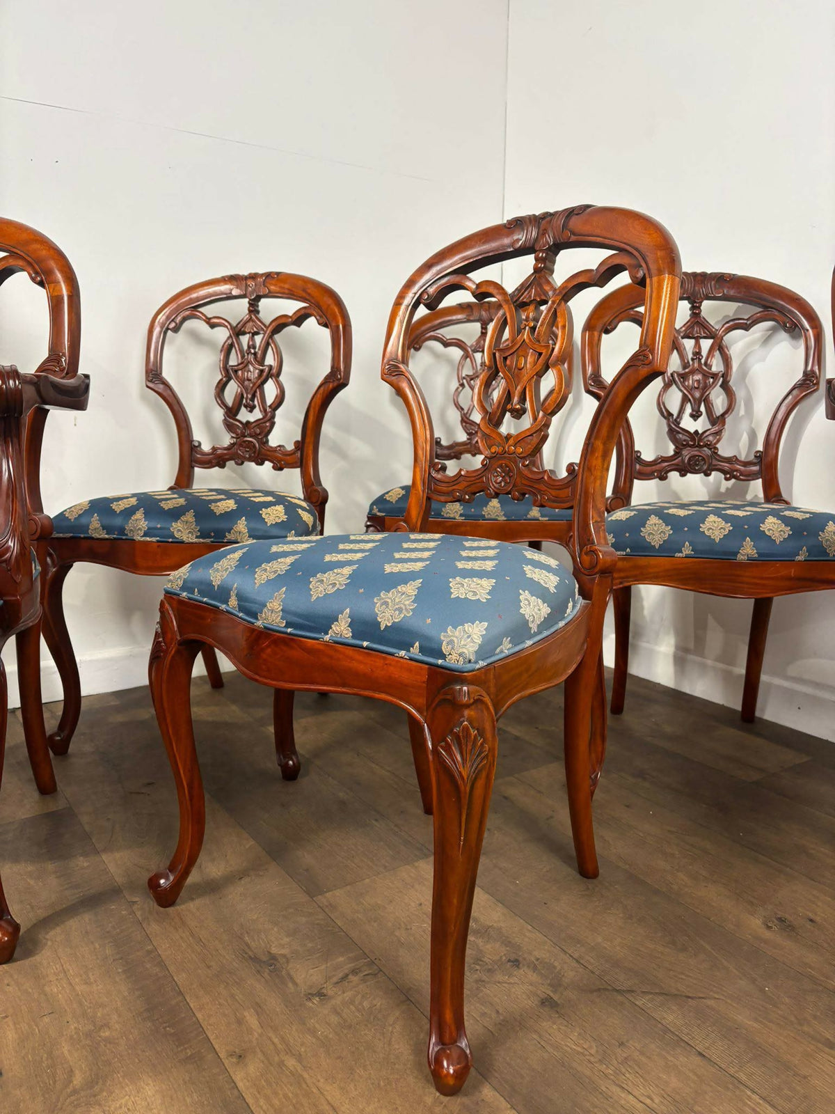 Set of Six Reproduction French Style Mahogany Dining Chairs
