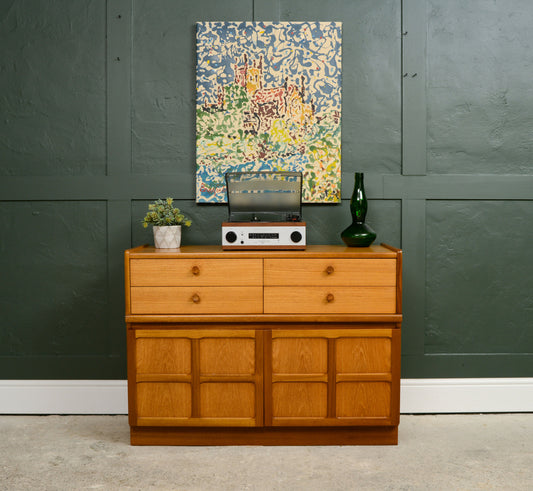 Mid Century Nathan Squares Sideboard Vinyl Cabinet With Drawers 1970s