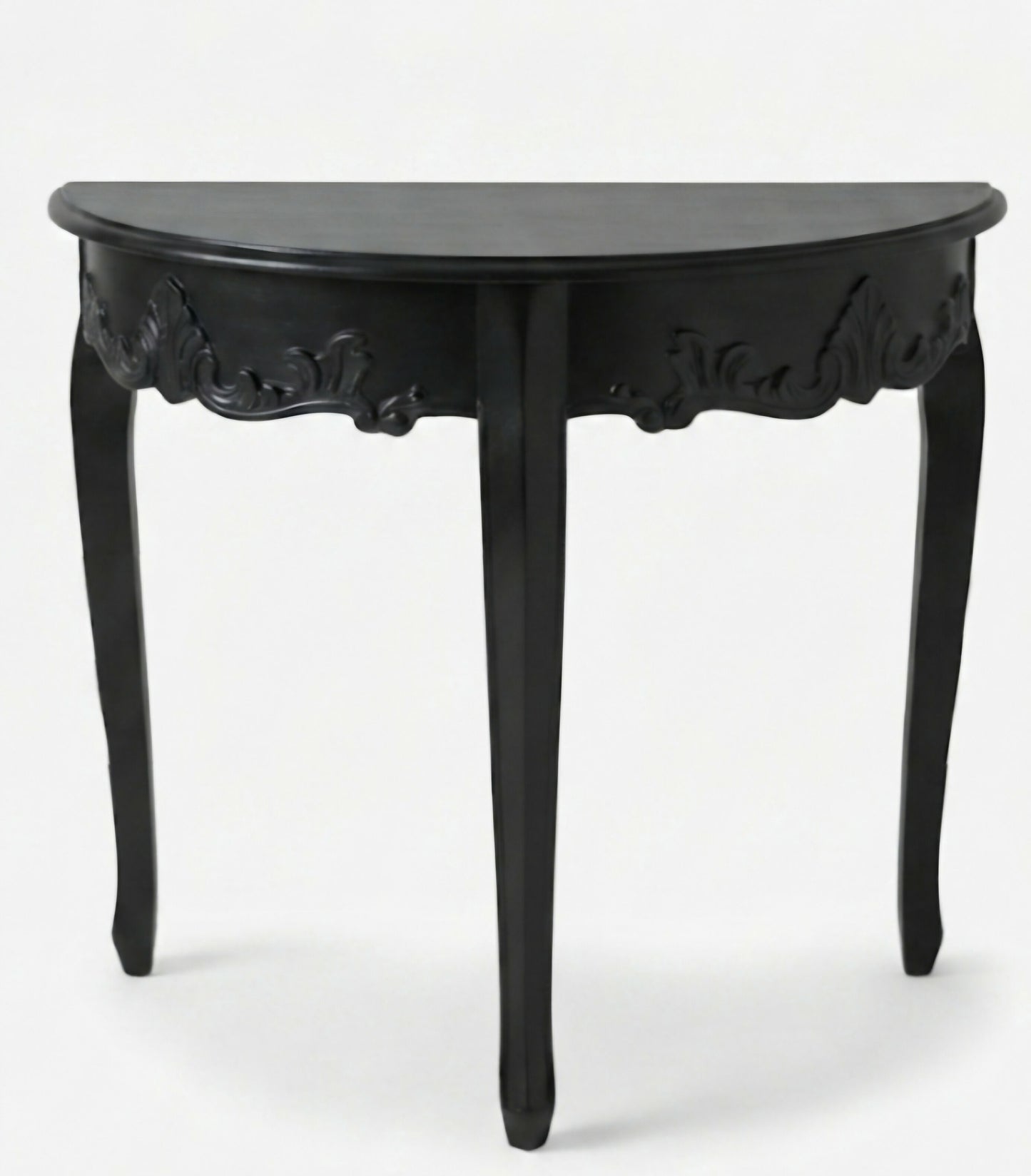 Reproduction Maison Demi Lune Console in black, manufactured by Gallery Direct Ltd
