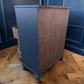 Vintage art deco navy blue walnut burr wood chest of drawers tallboy