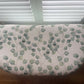 Midsize lovingly repainted and reupholstered mid century Ottoman. Light green paint and updated material.