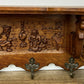 Coat Rack Vintage French Carved Oak Wall Mounted 6 Hooks Rack Hanger LOT 6205