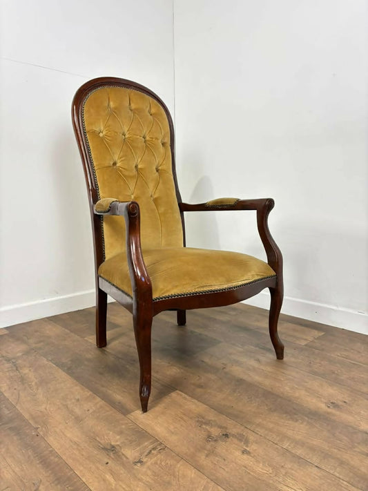 Reproduction Mahogany Button Back Armchair