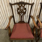 6 Mahogany Chippendale Style Dining Chairs with Red Upholstered drop-in seats.
