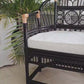 Brighton Pavilion Style Horseshoe Back Chair Bamboo Fretwork Geometric Motifs Black Laquer Finish In Excellent Condition