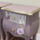 Hand-Painted Lavender Floral Bedside Tables | Vintage Upcycled Nightstands (Pair)