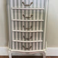 Elegant Hand-Painted French Tallboy Chest of Drawers | Sage Green & Ivory Stripe | Vintage Style