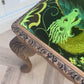 Vintage Carved Wooden Occasional Bench Upholstered