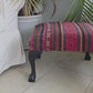 Kelim Covered Footstool. Genuine Vintage Kelim Rug. All Wool, Hand Knotted. Fully Restored and Upcycled Piece.