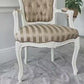 Louis XVl Newly Upholstered Accent Chair Silk Stripe Fabric, White Painted Frame