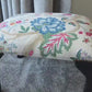 Vintage Footstool Reupholstered in Linwood Linen Wooden Frame & Cabriole Legs.