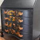 Hand-Painted Black Re-Finished Bureau with Copper Botanical Design