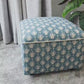 Footstool Pouffe Ottoman square on 4 feet Reupholstered in a High End Belgium Linen