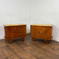 Pair of French Art Deco Oak Bedside Cabinets with Marble Tops