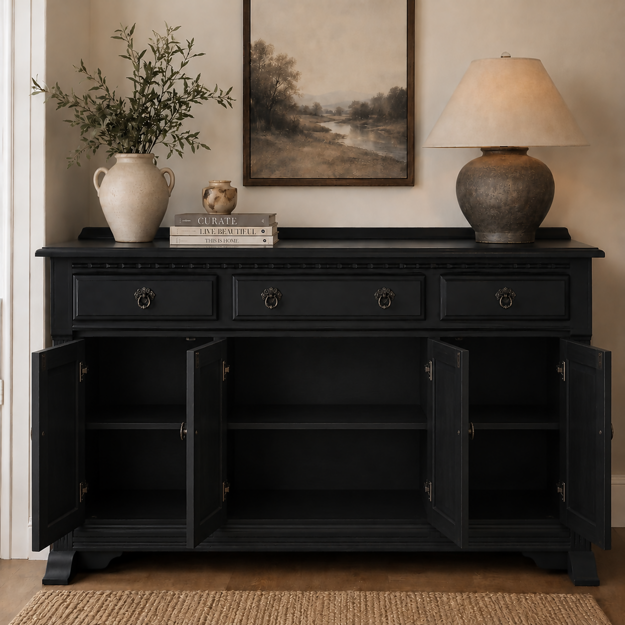 Old Charm Sideboard | Lamp Black