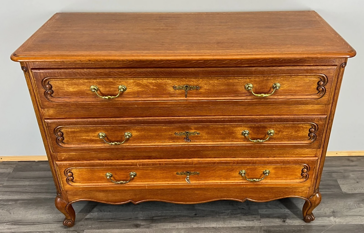 Chest of Drawers Vintage French Louis XVI Style Oak 3 Drawers Cabinet LOT 3770
