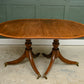 Regency Style Mahogany Extending Dining Table with Leaf - Twin Pedestal - D End