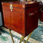 Vintage Style Leather Campaign Portable Drinks Picnic Bar On Stand incl Extras