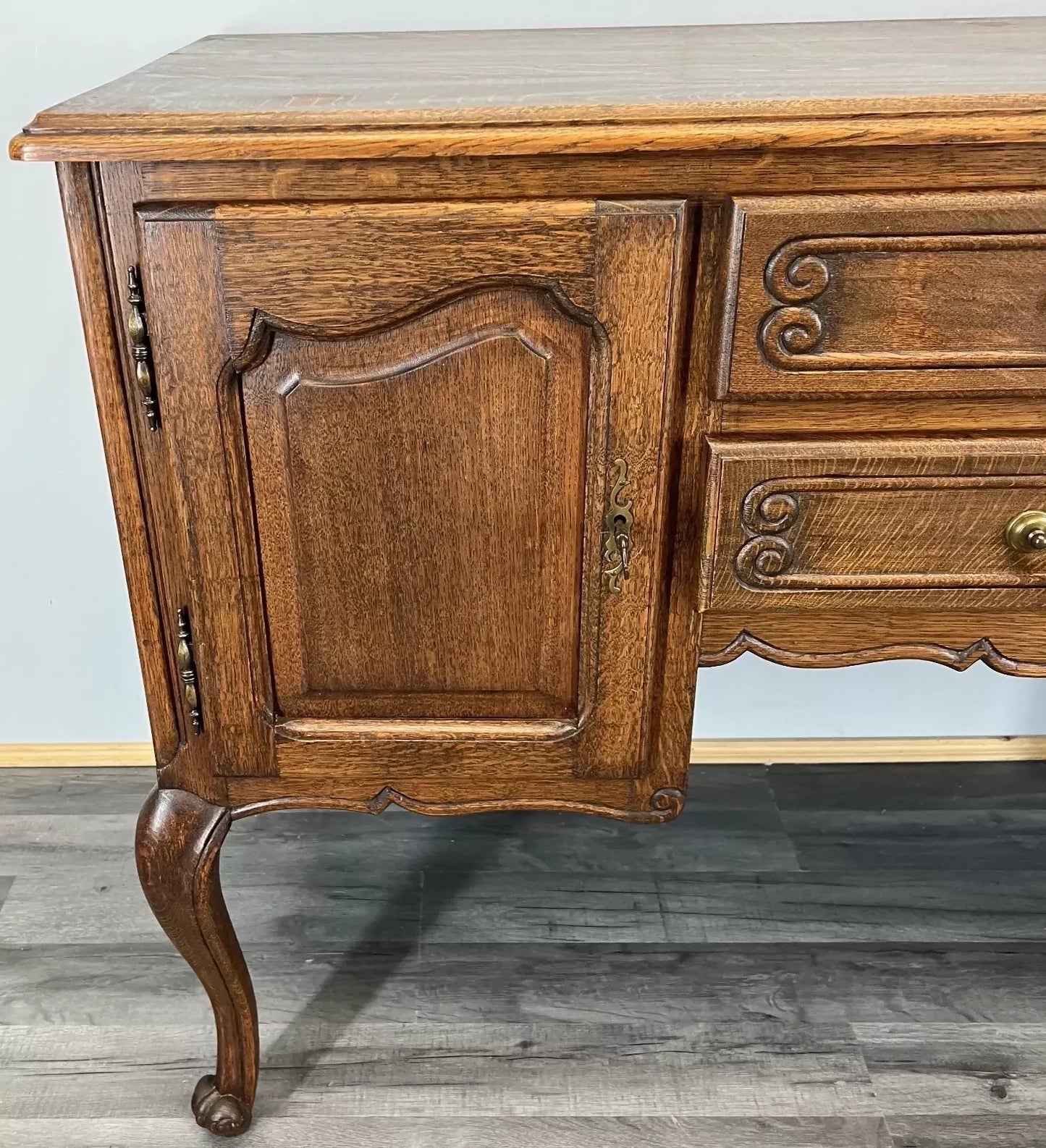 Cabinet Vintage French Louis XVI Style TV stand Desk Oak Sideboard LOT 4516