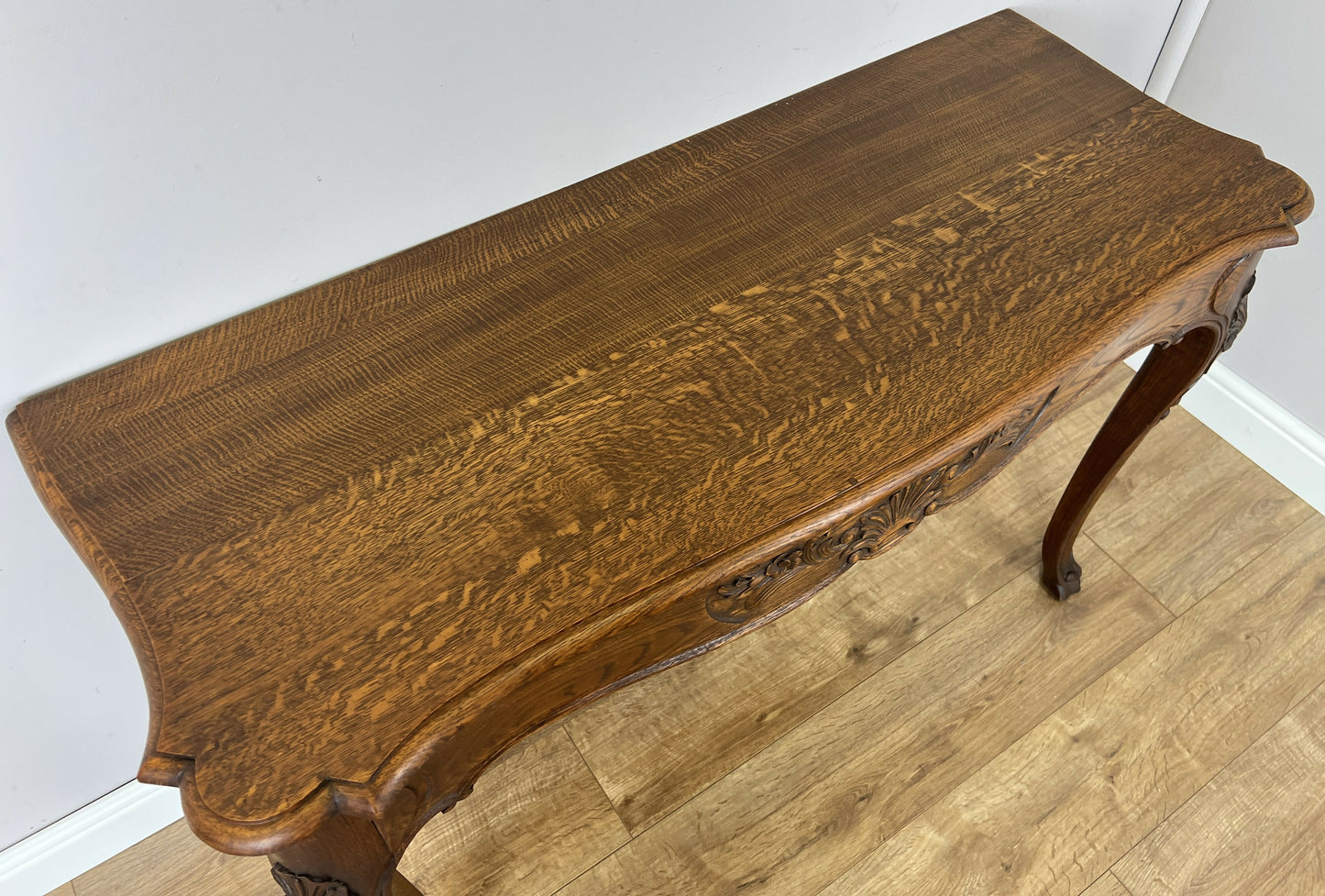 Table with Mirror Antique French Louis Oak Wall Mirror Console Table LOT 6402
