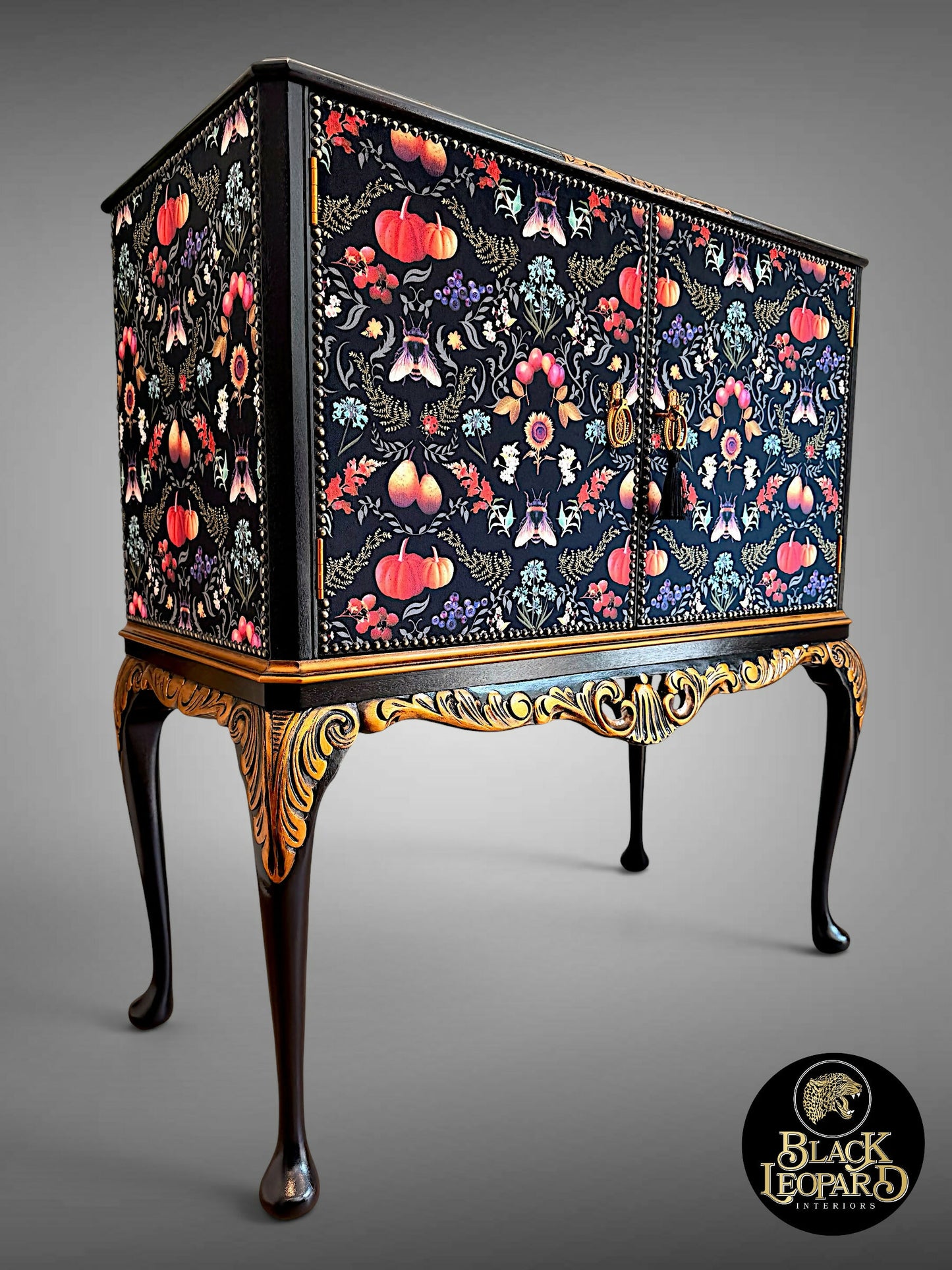 Vintage Art Deco Drinks Cocktail Cabinet, Bespoke Refinished Design, Handmade