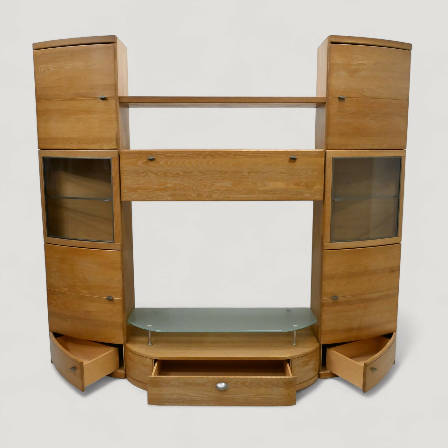 Large Hatfields Entertainment Wall Unit Oak Drawers & Cupboards FREE UK Delivery. SBR10963/2309E