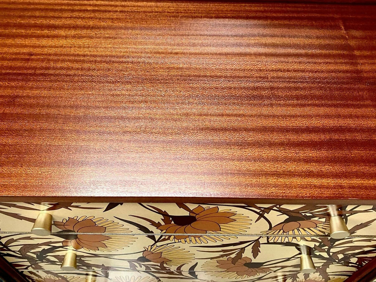 Upcycled Vintage Mid Century Sideboard, Tv Unit , 1970's Floral Print , Living Room, Dining Room Storage.