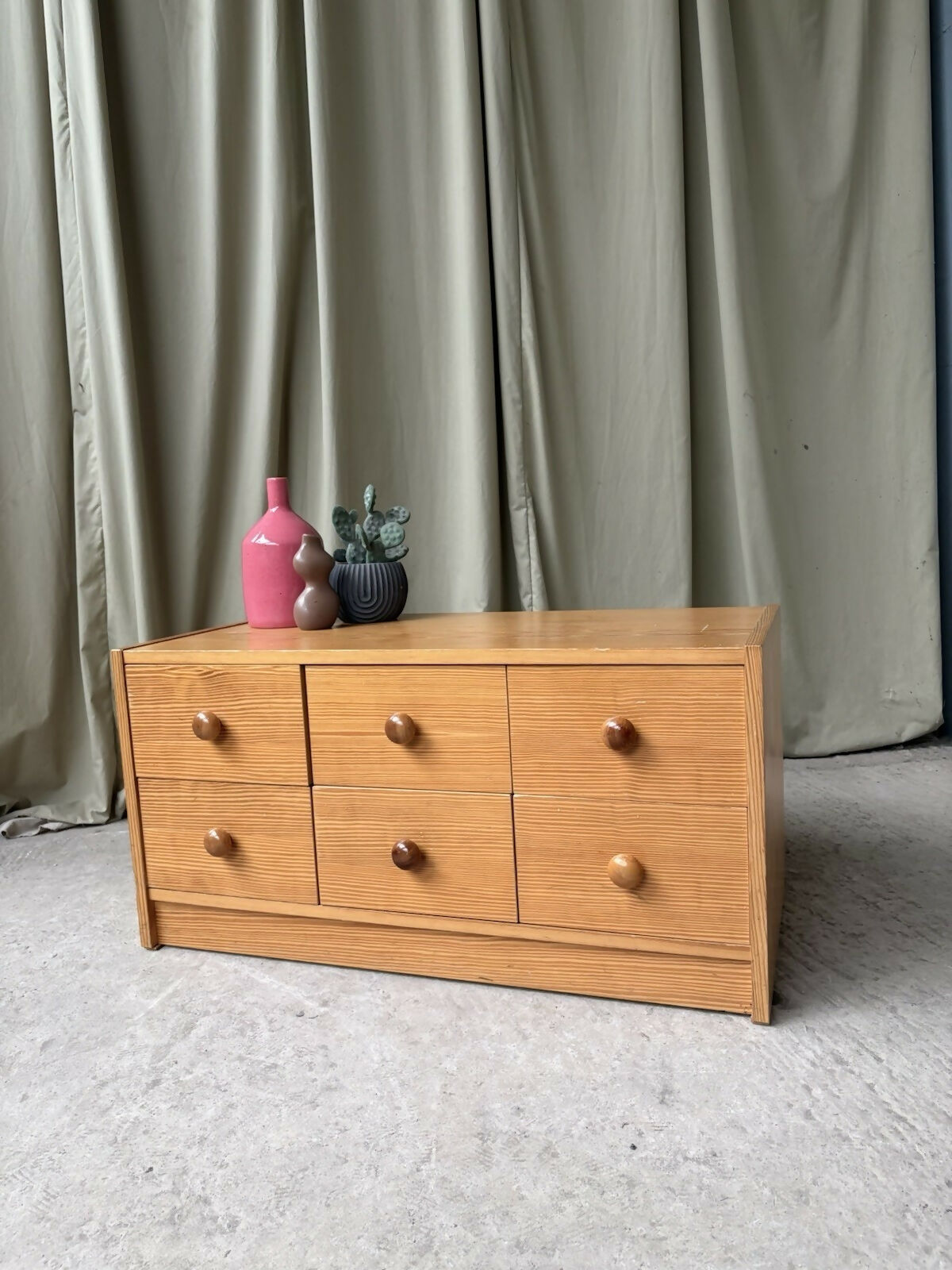 Vintage Late Mid Century East German Low Chest Drawers Scandi Danish Sideboard R1190