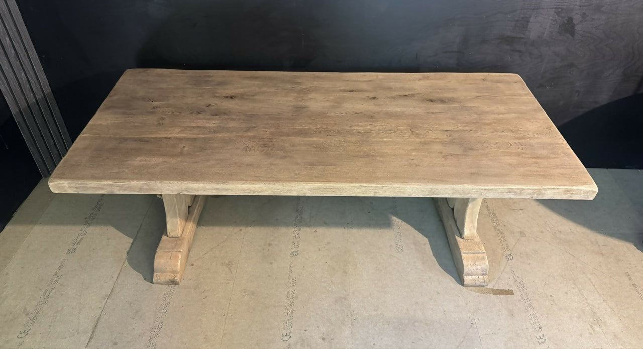 Rare Deep Bleached Oak Farmhouse Dining Table