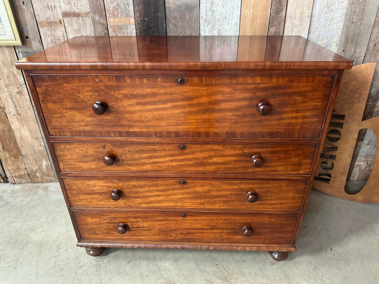 Antique Victorian Mahogany Large Chest of Four Drawers, c1870