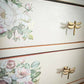Large Upcycled wooden Chest of Drawers, with floral transfers and glass top