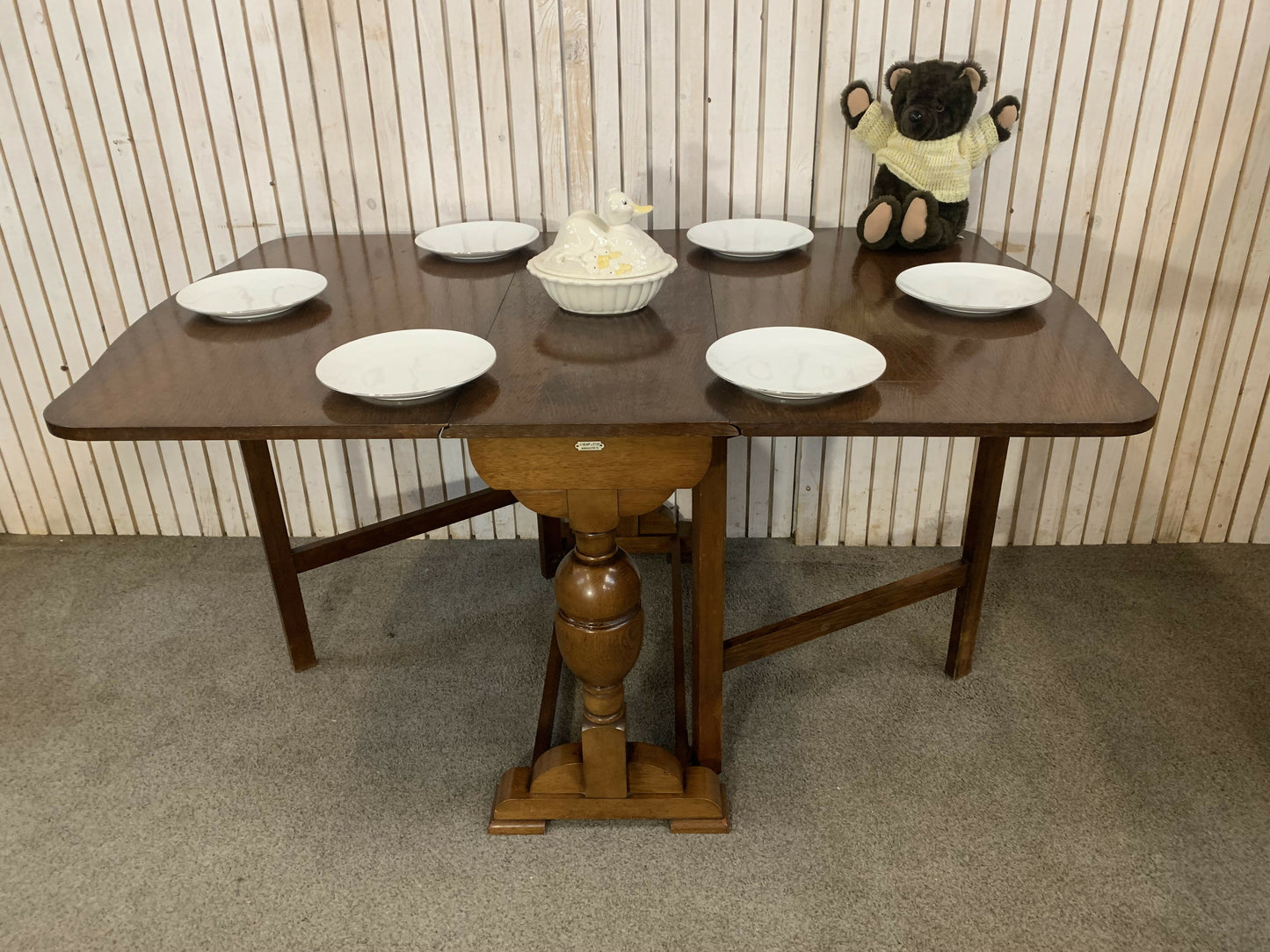 Vintage Drop Leaf Dining Table J. Heap & Co Solid Wood Extendable