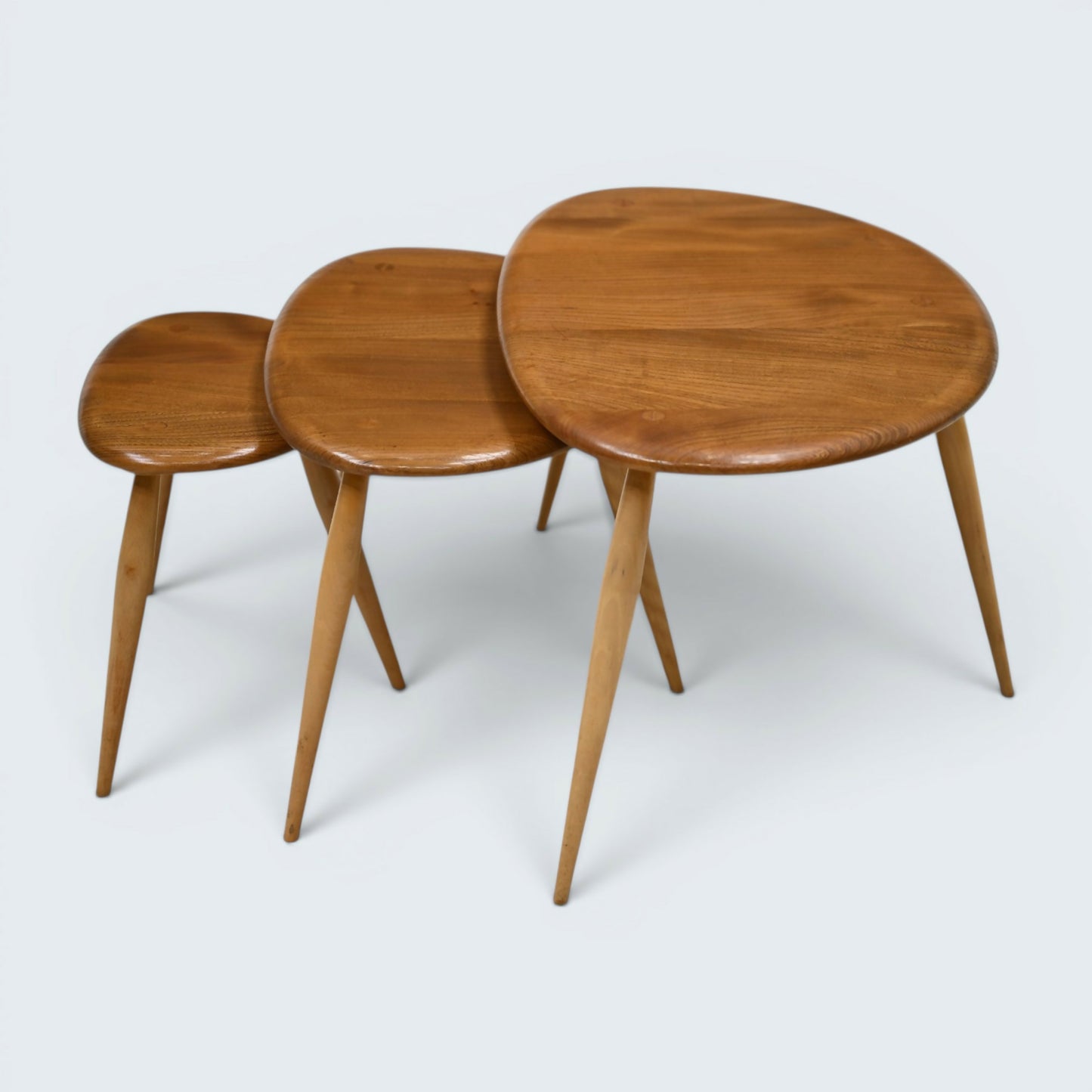 Ercol Pebble Nest Of Tables Ercol's Light Finish Good Condition Free Delivery