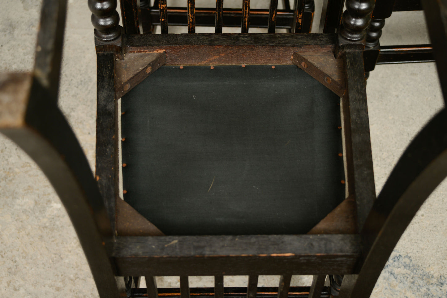 6 x Ebonised Oak Dining Chairs with Drop in Seats