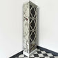 Oriental style light tall and narrow display cabinet with blossom and red birds