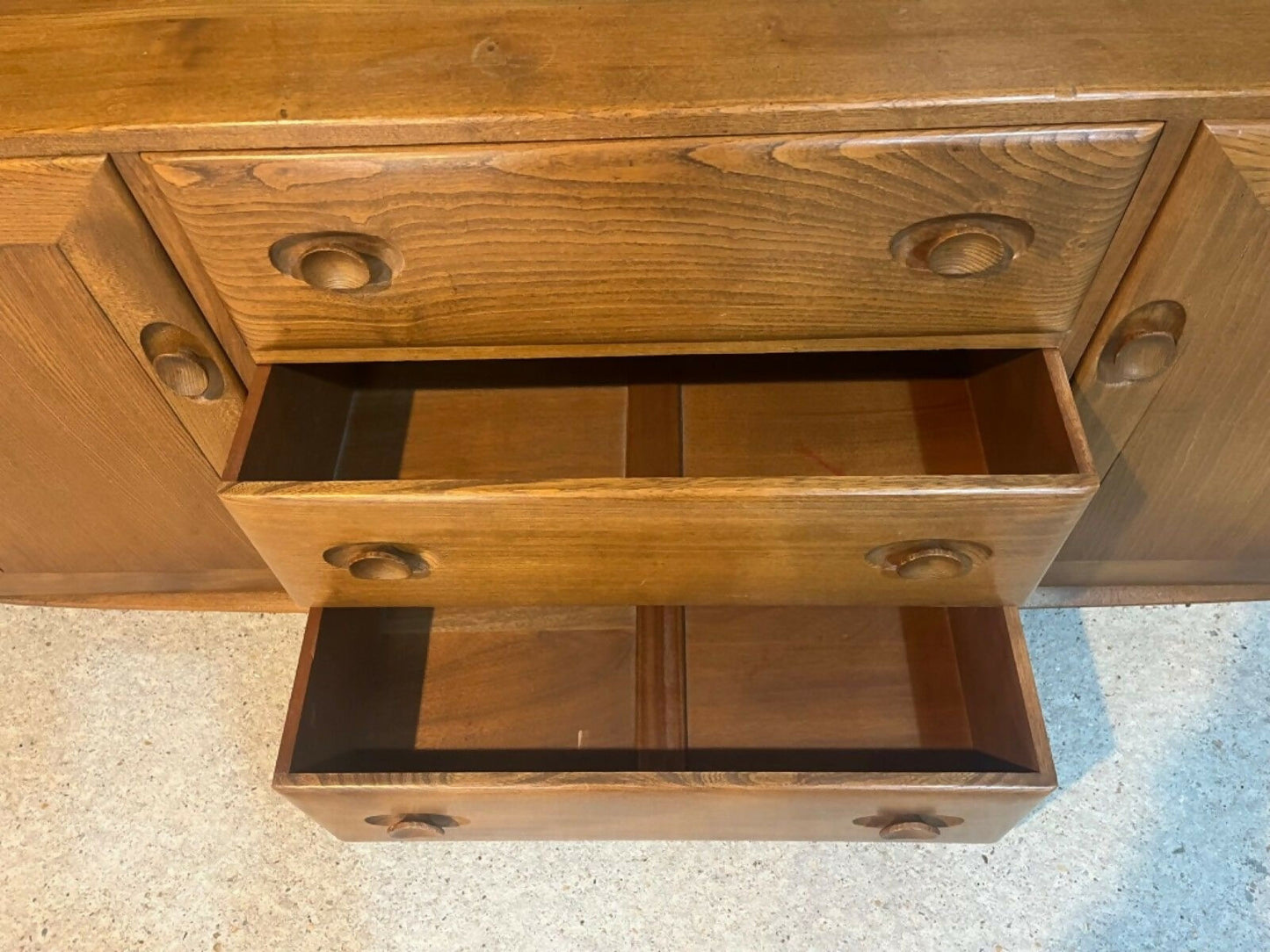 Vintage Ercol Sideboard Model No. 455 Solid Elm