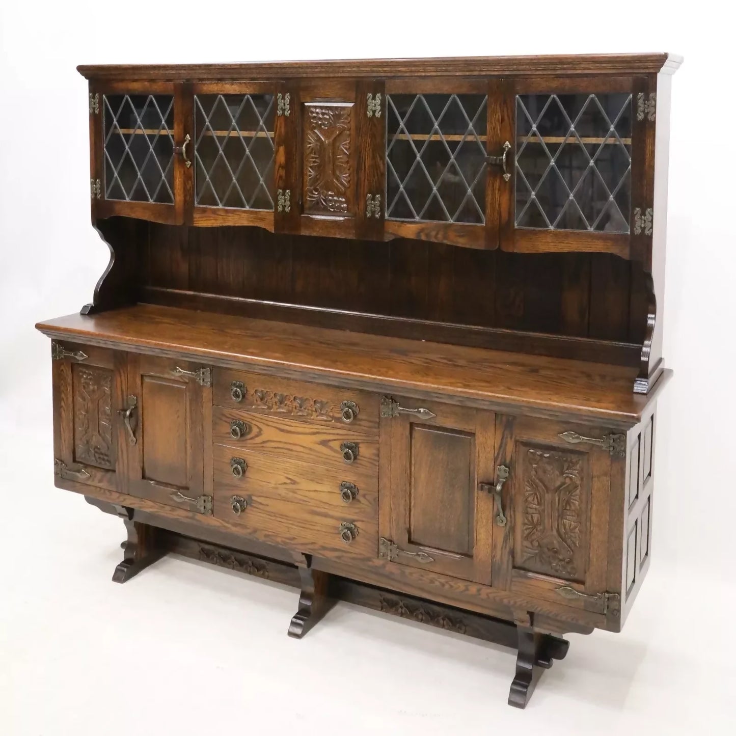 Raised Oak Dresser Cupboards Drawers Display Cabinets By Webber FREE UK Delivery