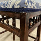 Vintage Upholstered Stool Wooden Frame Turned Legs Spindle Detail 54cm Height