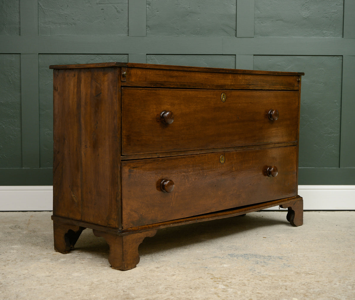 Wide Georgian Oak Chest of Drawers - 2 Drawer Chest