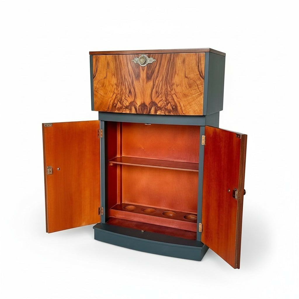 Vintage Art Deco Walnut Cocktail Cabinet