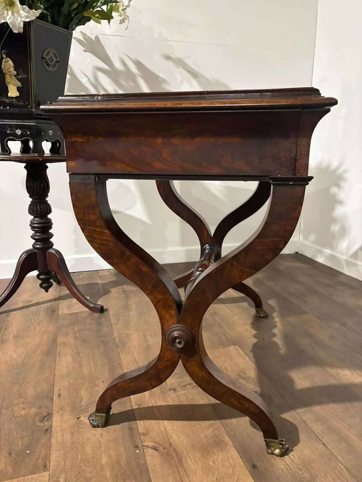 Antique Mahogany Writing Desk with Brass Claw Feet – Full of Character